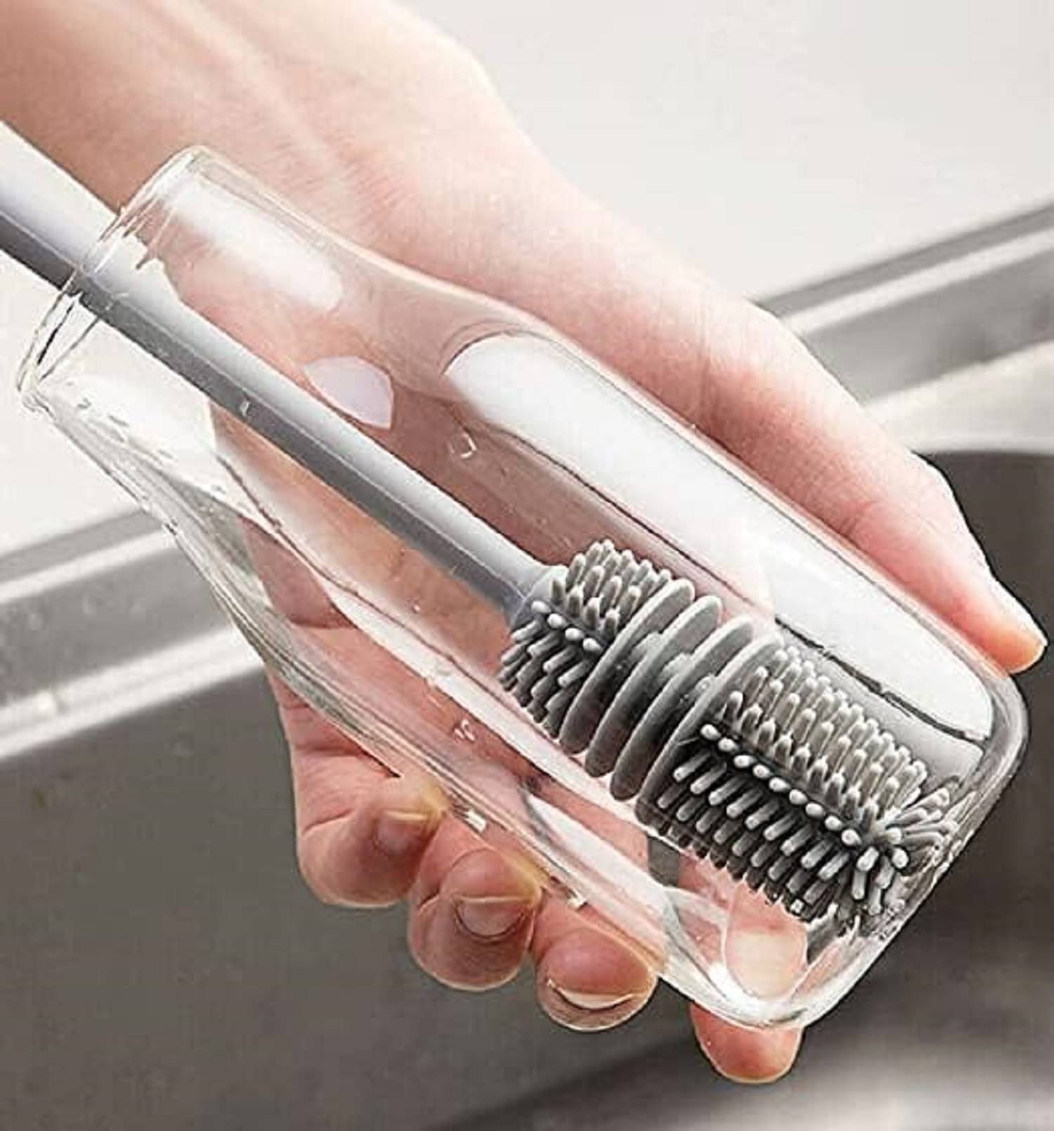     			Long Handle Silicone Bottle Cleaner Brush for Washing Water Bottle, Solution Bottle, Mug. Cleaning Brush