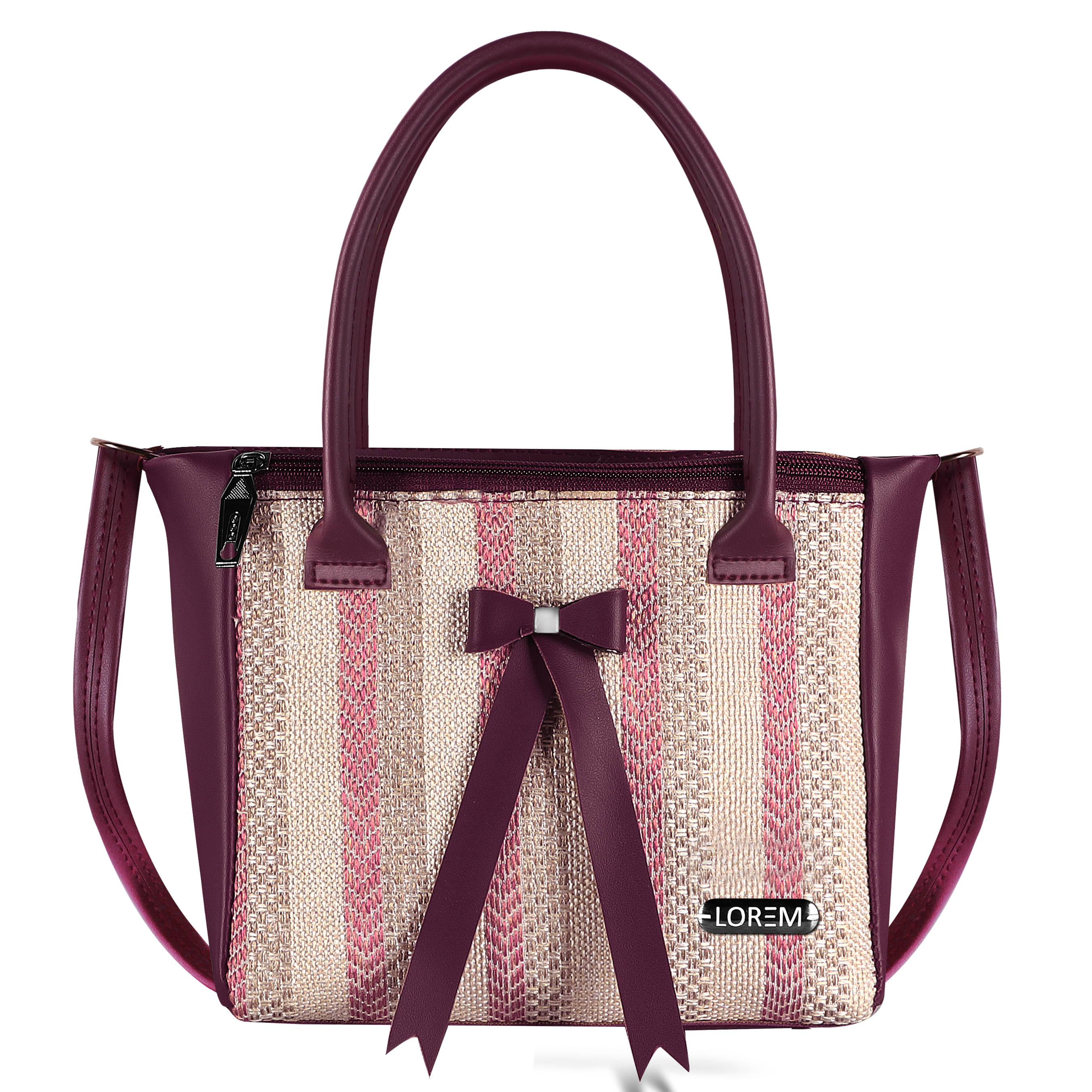     			Lorem Handbags Accessories Faux Leather Set of 1 ( Purple )