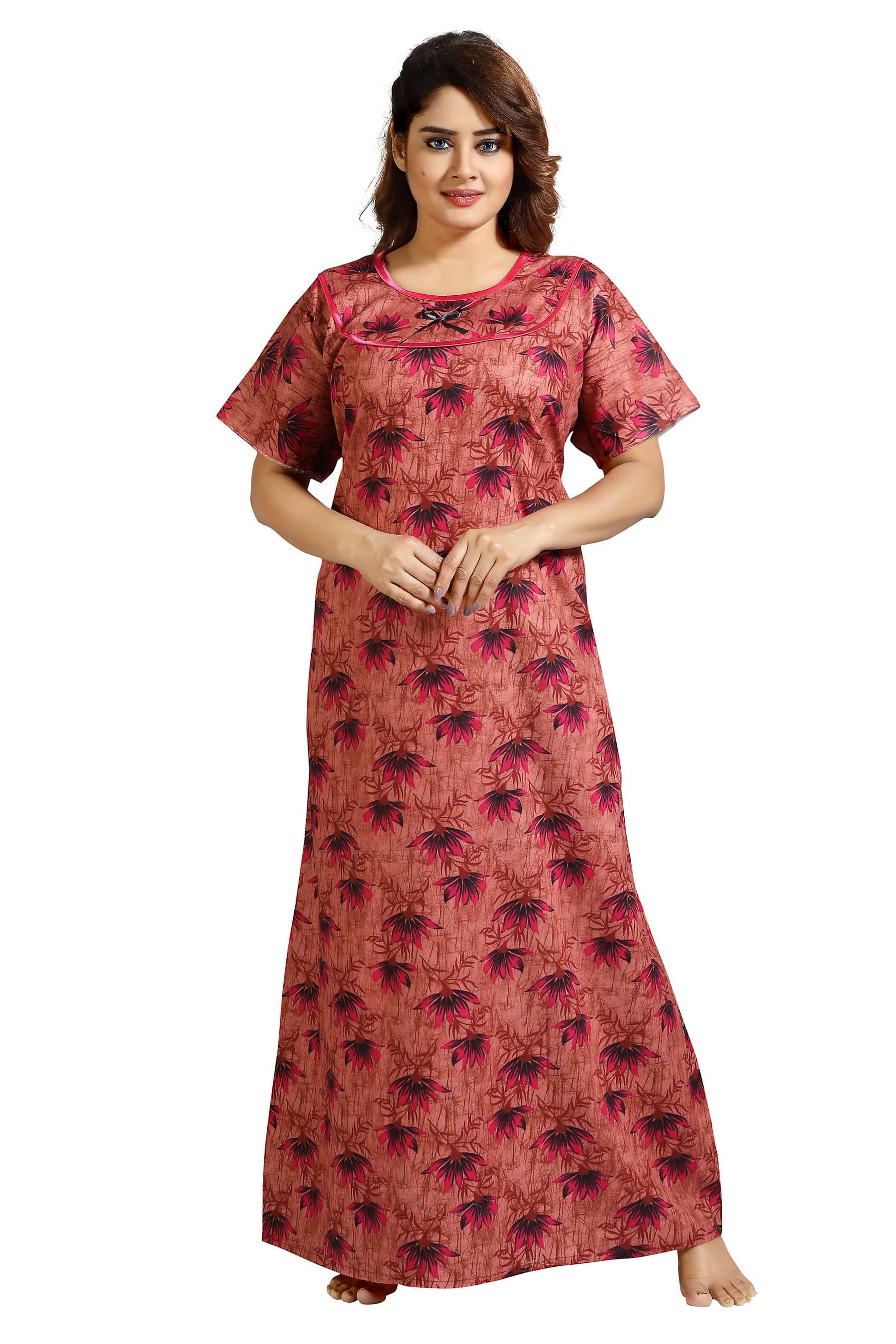 Mallinath Multicolor Cotton Women's Nightwear Nighty & Night Gowns ( Pack of 1 ) Mallinath Multicolor Cotton Women's Nightwear Nighty & Night Gowns ( Pack of 1 )