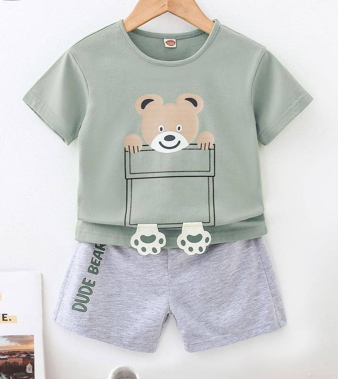     			NIMISHAGARMENTS Pack of 1 Baby Boys Cotton T-Shirt & Shorts Set ( Lime Green )