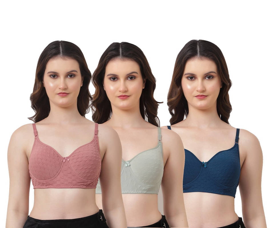     			Narsingha Dreams Pack of 3 Cotton Lightly Padded T-Shirt Bra For Women ( Multicolor1 )