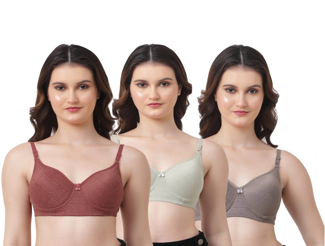     			Narsingha Dreams Pack of 3 Cotton Lightly Padded T-Shirt Bra For Women ( Multicolor2 )