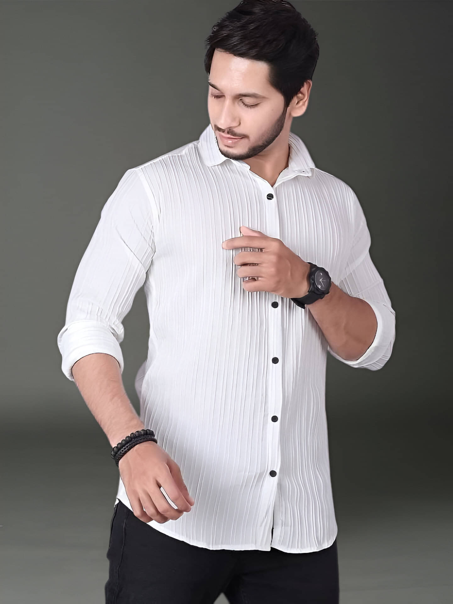 OQUENT Poly Cotton Regular Fit Self Design Full Sleeves Men's Casual Shirt - White ( Pack of 1 ) OQUENT Poly Cotton Regular Fit Self Design Full Sleeves Men's Casual Shirt - White ( Pack of 1 )