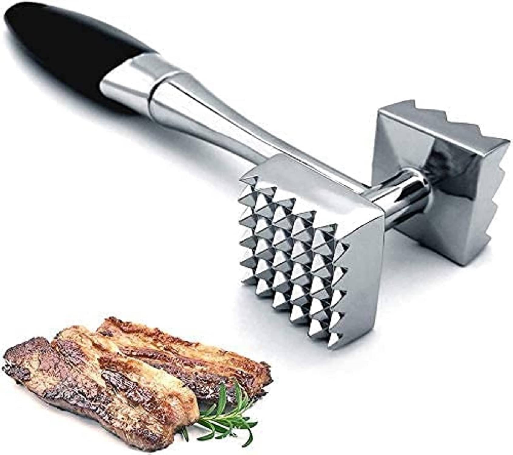 RIVERNEST Meat Tenderizer, Dual-Sided Nails Meat Mallet, Meat Hammer Used for Steak, Chicken, Fish,Meat Pounder with Rubber Comfort Grip Handle, 8.8 inches Meat Tenderizer Tool RIVERNEST Meat Tenderizer, Dual-Sided Nails Meat Mallet, Meat Hammer Used for Steak, Chicken, Fish,Meat Pounder with Rubber Comfort Grip Handle, 8.8 inches Meat Tenderizer Tool