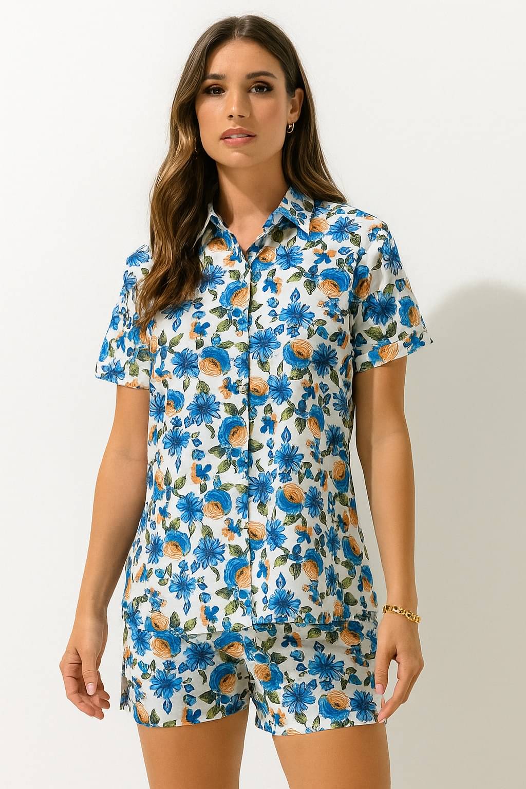     			Ridaa Women Printed Shirt With Shorts Co-Ord Set ( Multicolor )