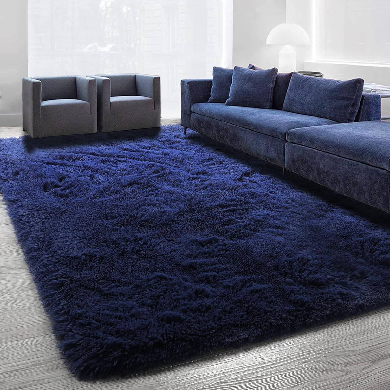     			Samjeeda Handloom Blue Wool Dhurrie Carpet Plain 4x6 Ft