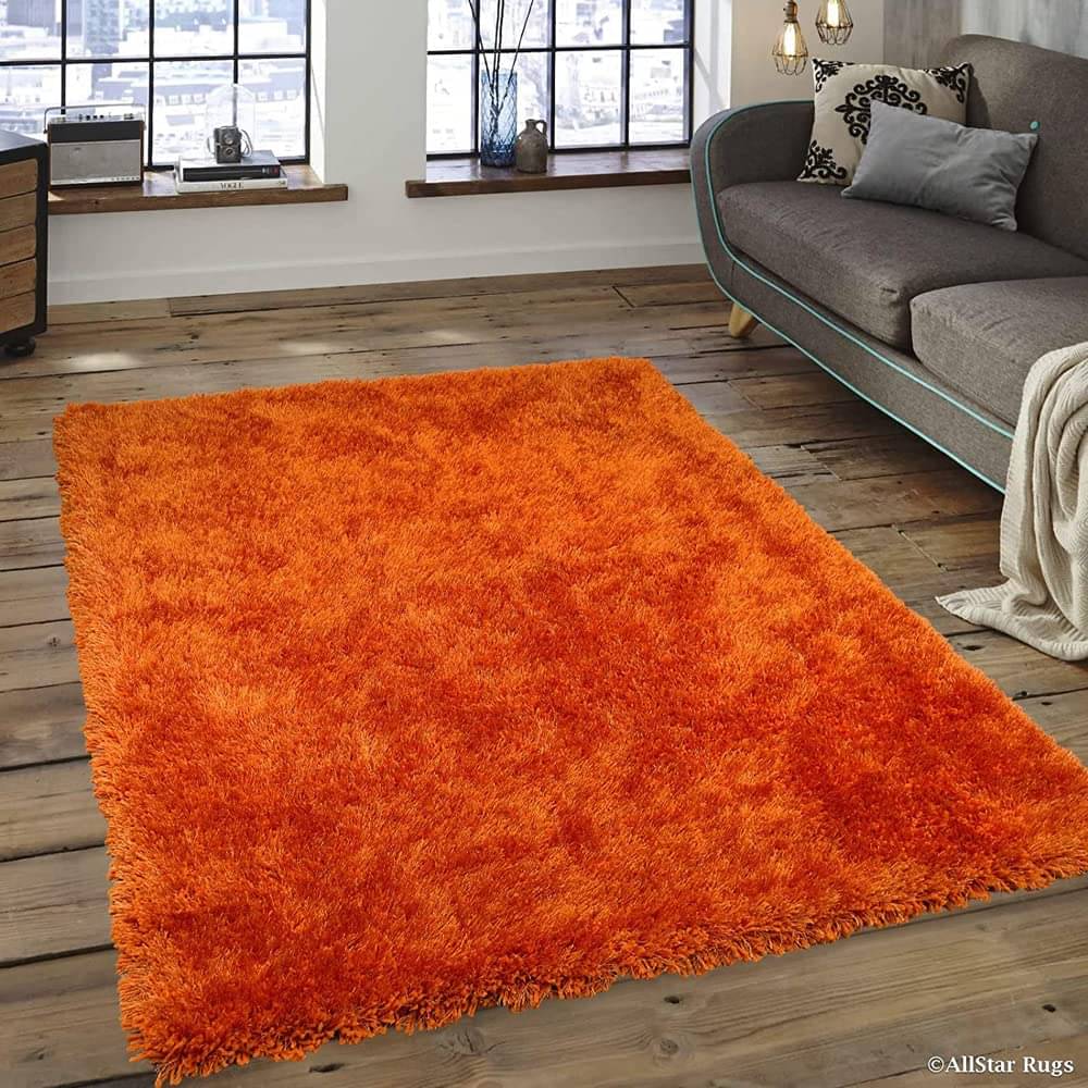     			Samjeeda Handloom Orange Wool Dhurrie Carpet Plain 4x6 Ft