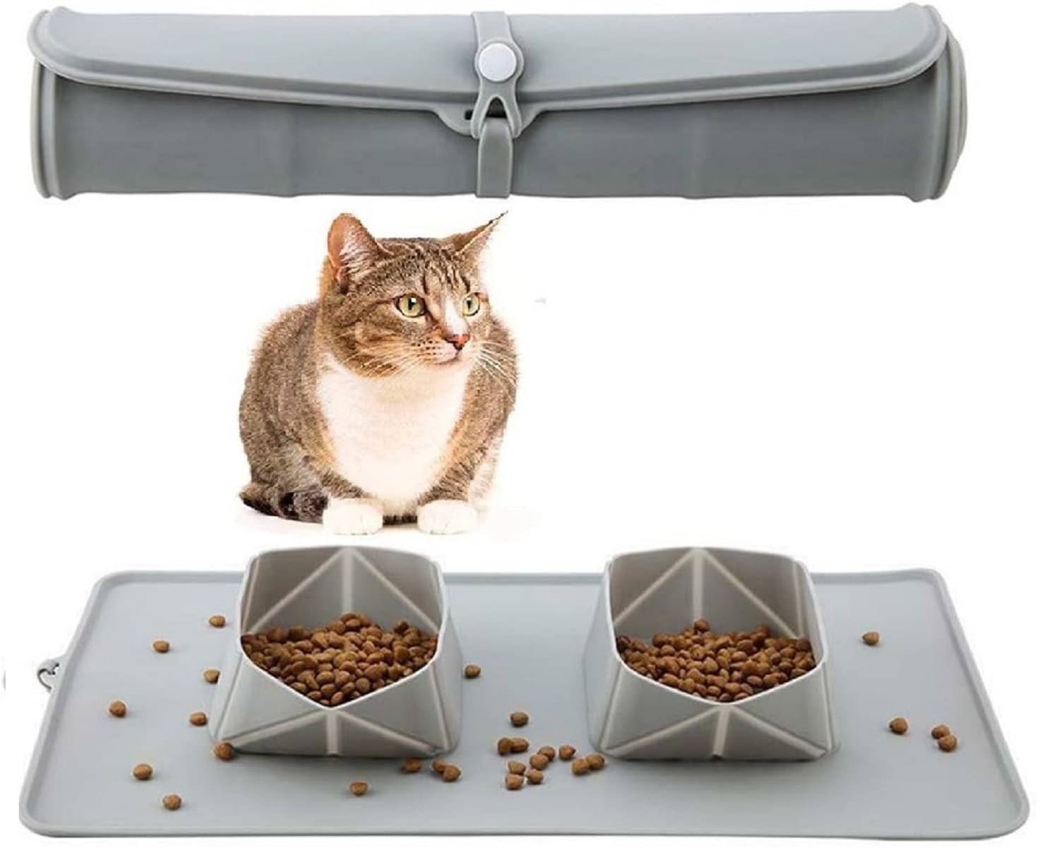     			Shopeleven - Rubber Dog Food Grey Bowl 500 mL