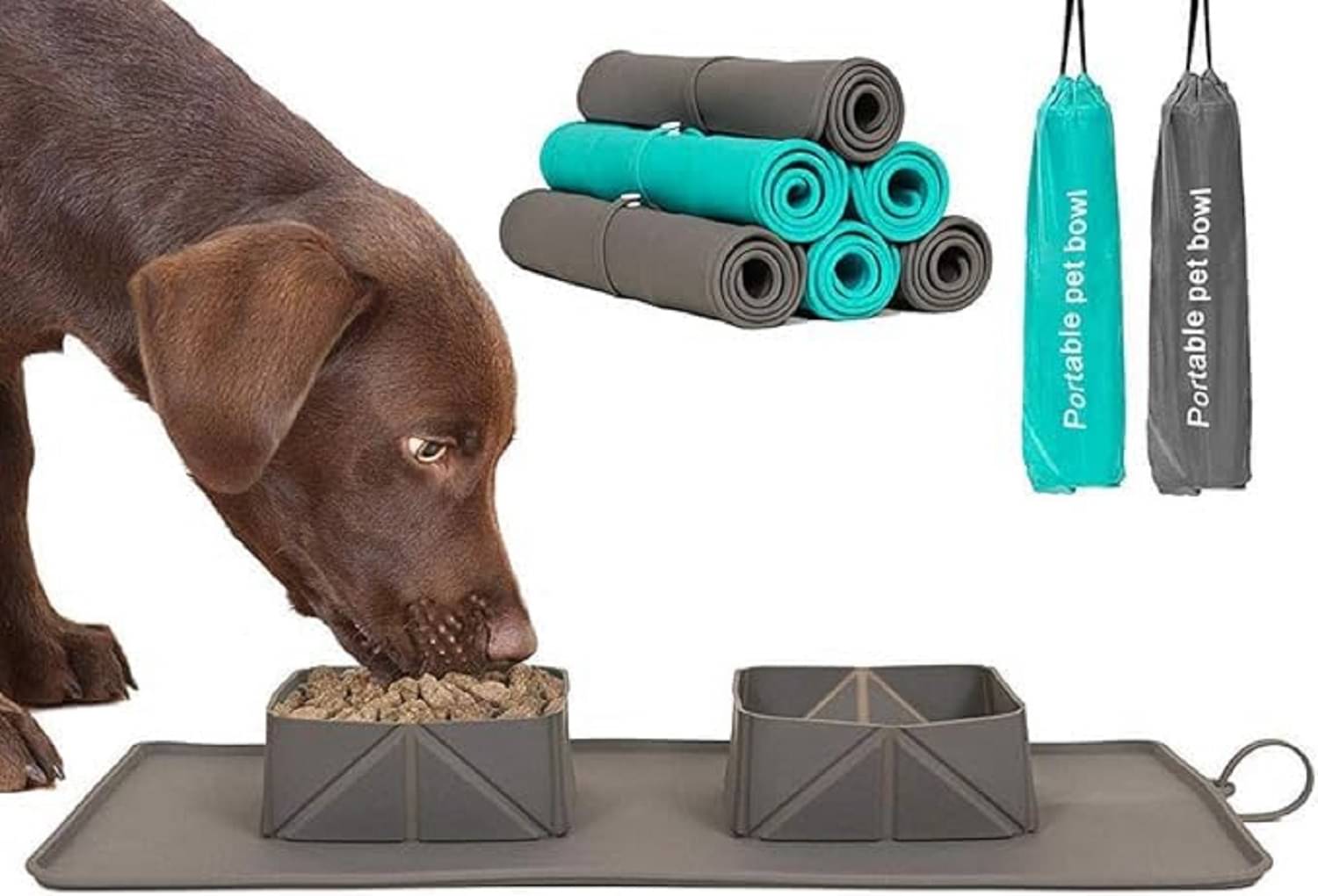     			Shopeleven - Rubber Dog Food Grey Bowl 500 mL