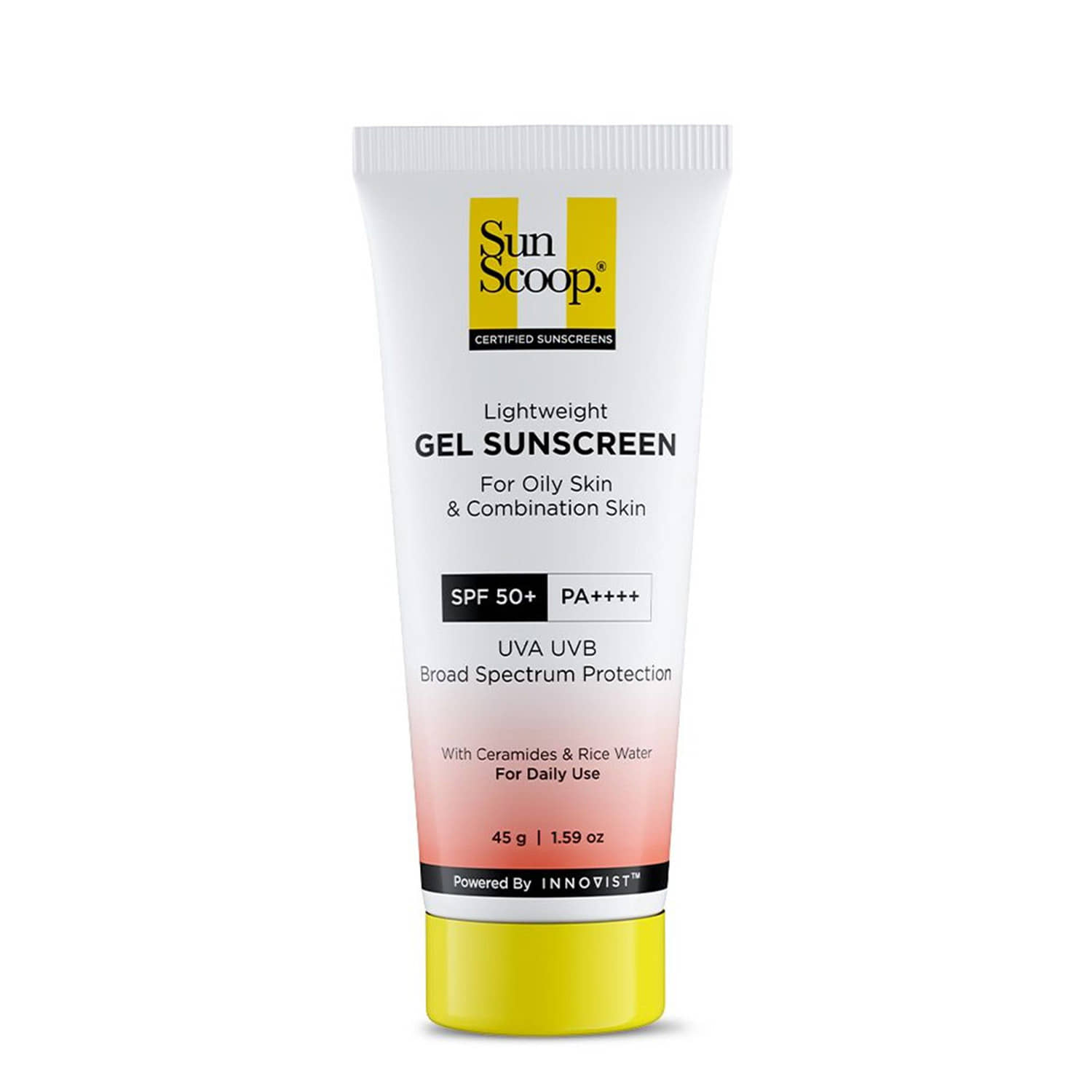 Sunscoop Ceramide & Rice Water Gel Sunscreen Spf50+ Pa++++ Uva Uvb For Oily & Combination Skin, 45gm (Pack of 1)