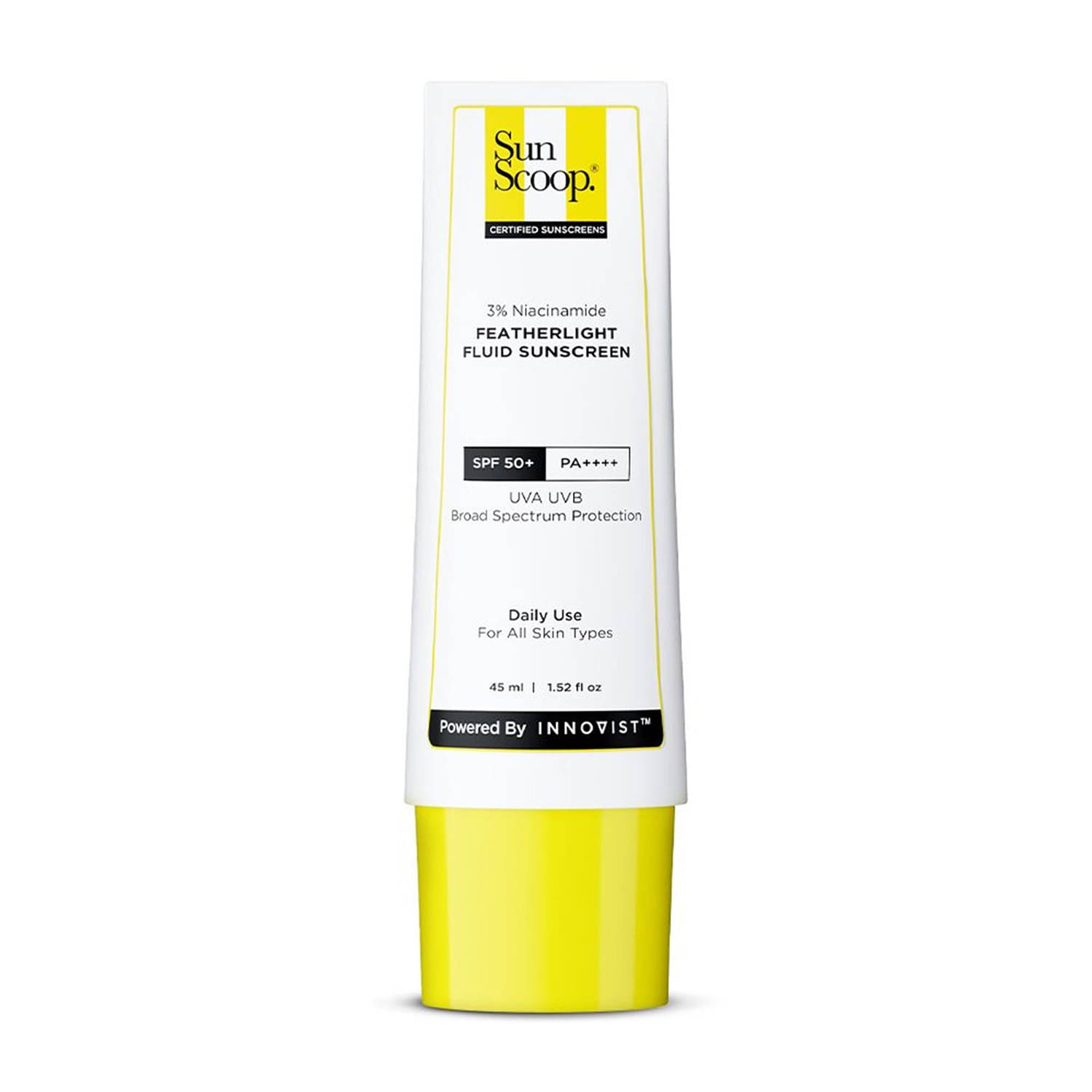     			Sunscoop 3% Niacinamide Featherlight Fluid Sunscreen Spf50+ Pa++++ Uva Uvb , 45ml (Pack of 1)