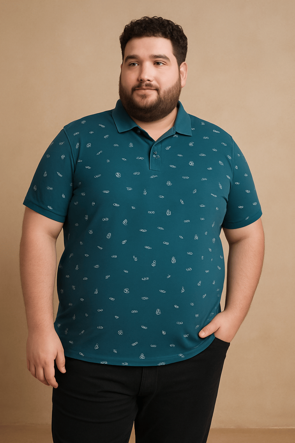     			TISSORA Men Cotton Blend Regular Fit Printed Polo T Shirt ( Olive Green )