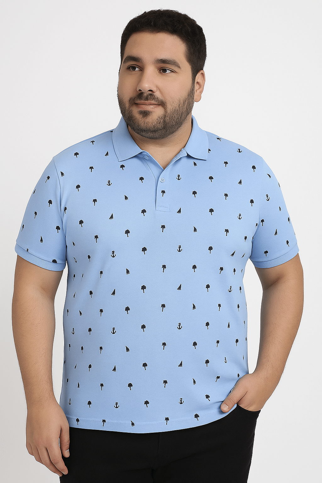 TISSORA Men Cotton Blend Regular Fit Printed Polo T Shirt ( Sky Blue ) TISSORA Men Cotton Blend Regular Fit Printed Polo T Shirt ( Sky Blue )