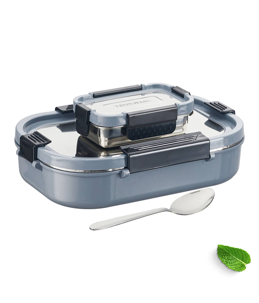     			Trueware Clip Flip Outer Plastic Inner Stainless Steel Insulated Lunch Box 2 - Container ( Pack of 1 )