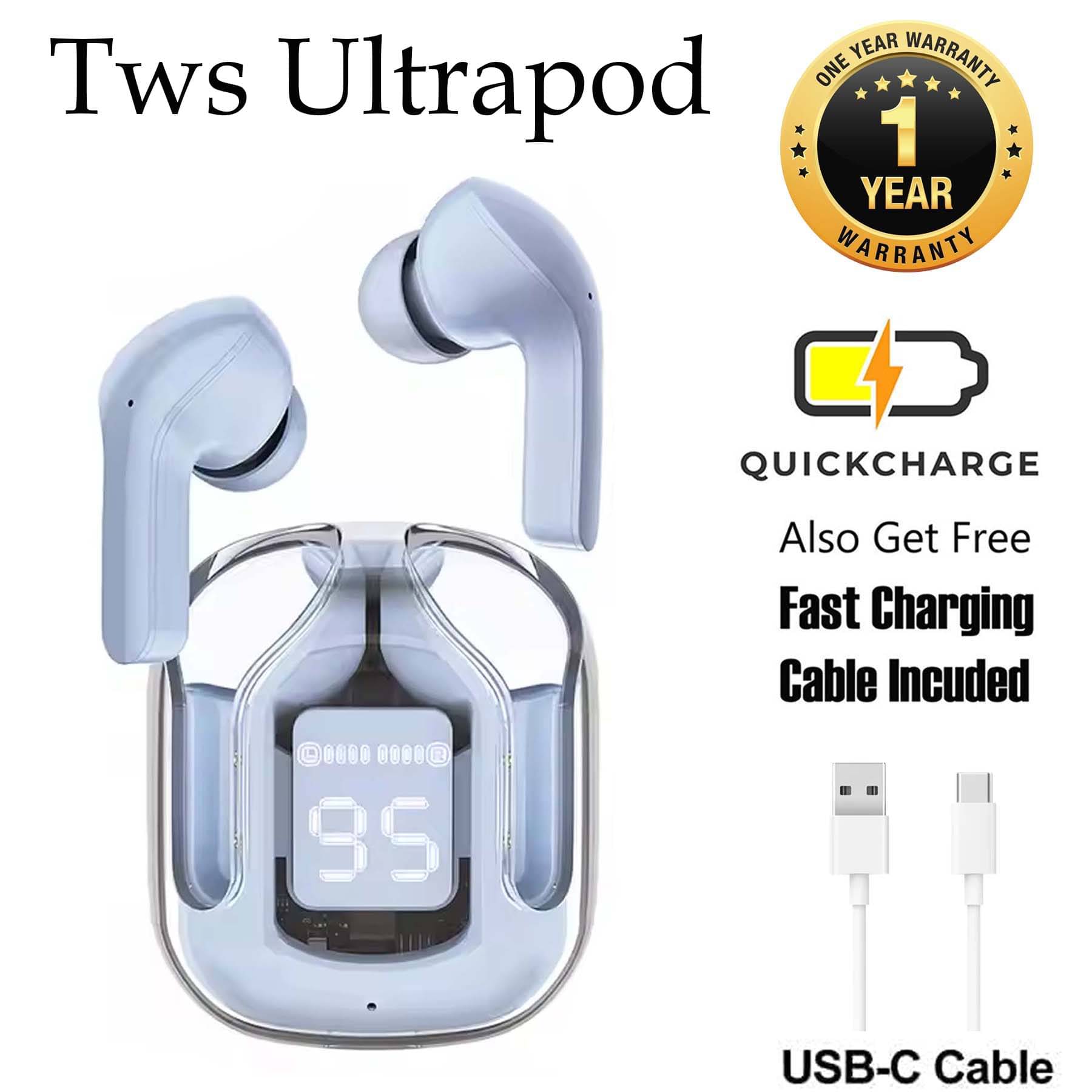     			U7 True Wireless Ultrapod, Upto 30Hr Playtime Fast Charging Dual Pairing, Gaming, Low Latency