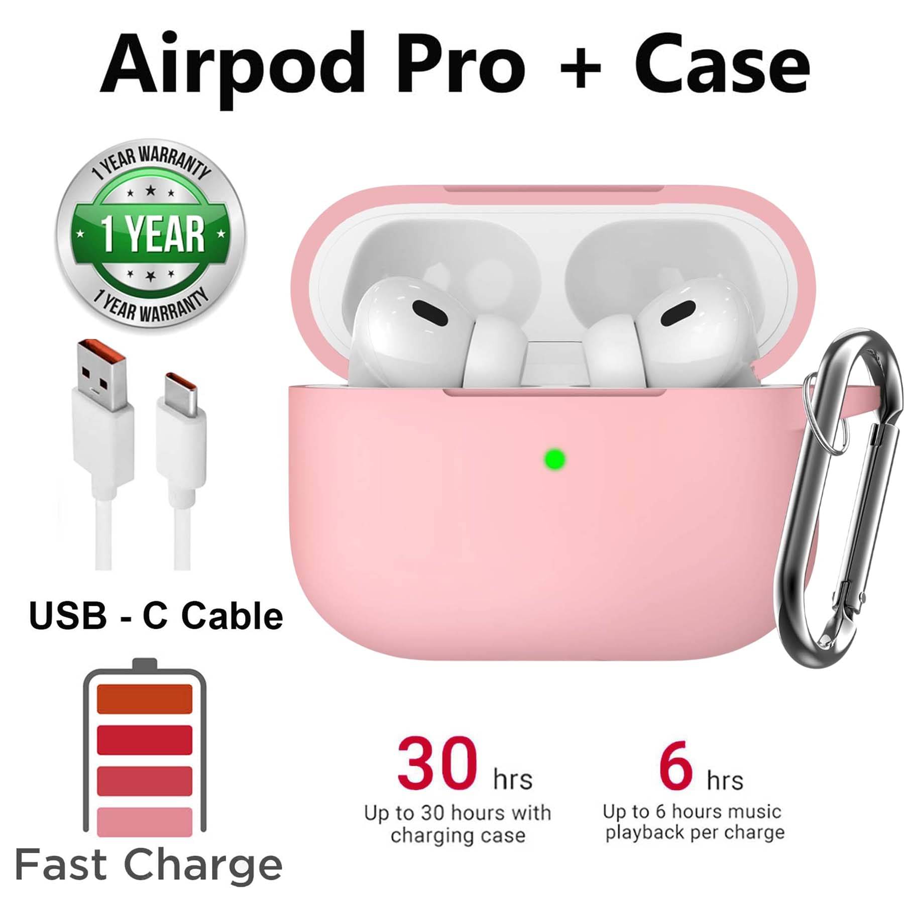     			U7 Tws Earbuds 30 hours of Playback and Deep Bass, Crystal Clear Call, Fast Charging, 3D Sound