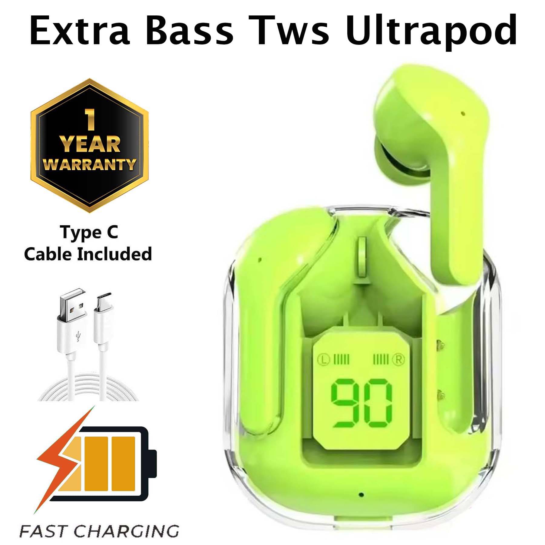     			U7 ULTRAPOD Bluetooth True Wireless (TWS) In Ear 30 Hours Playback Active Noise cancellation, Fast Charging, 3D Sound, Ultra Low Latency