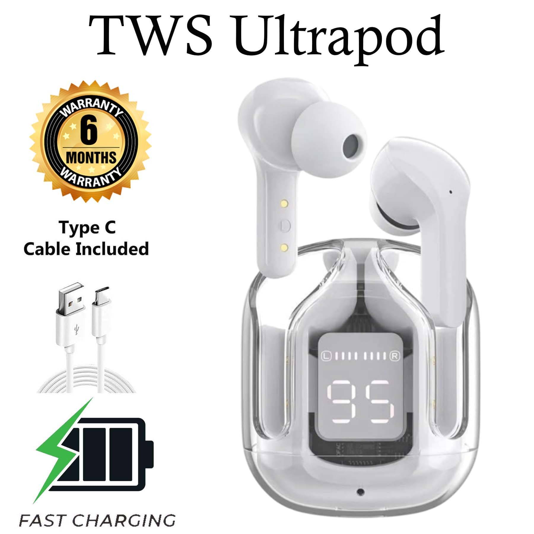     			U7 Ultrapod Bluetooth True Wireless (TWS) On Ear 30 Hours Playback Active Noise cancellation IPX4(Splash & Sweat Proof) White