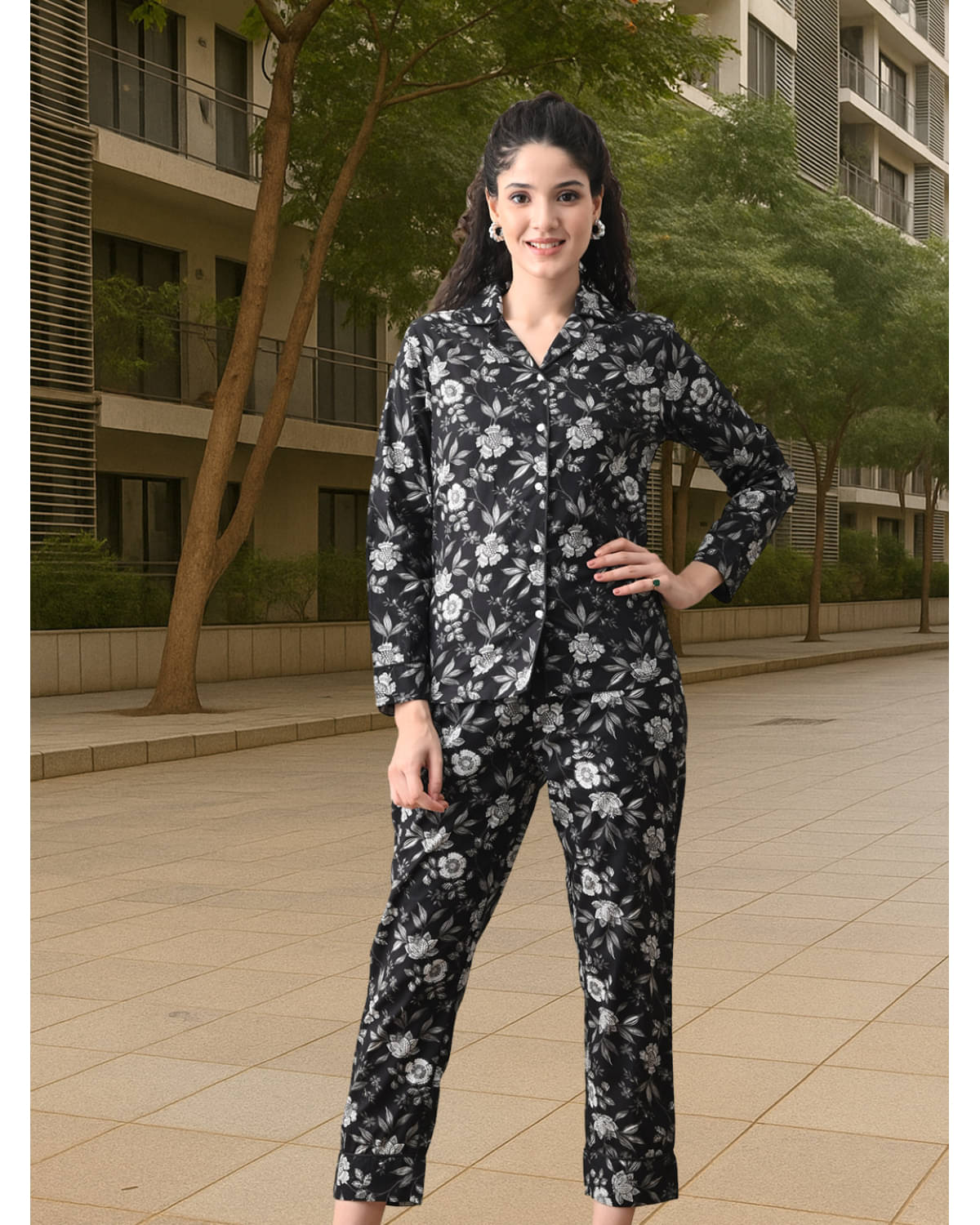     			Unicus Apparel Black Cotton Women's Nightwear Nightsuit Sets ( Pack of 1 )