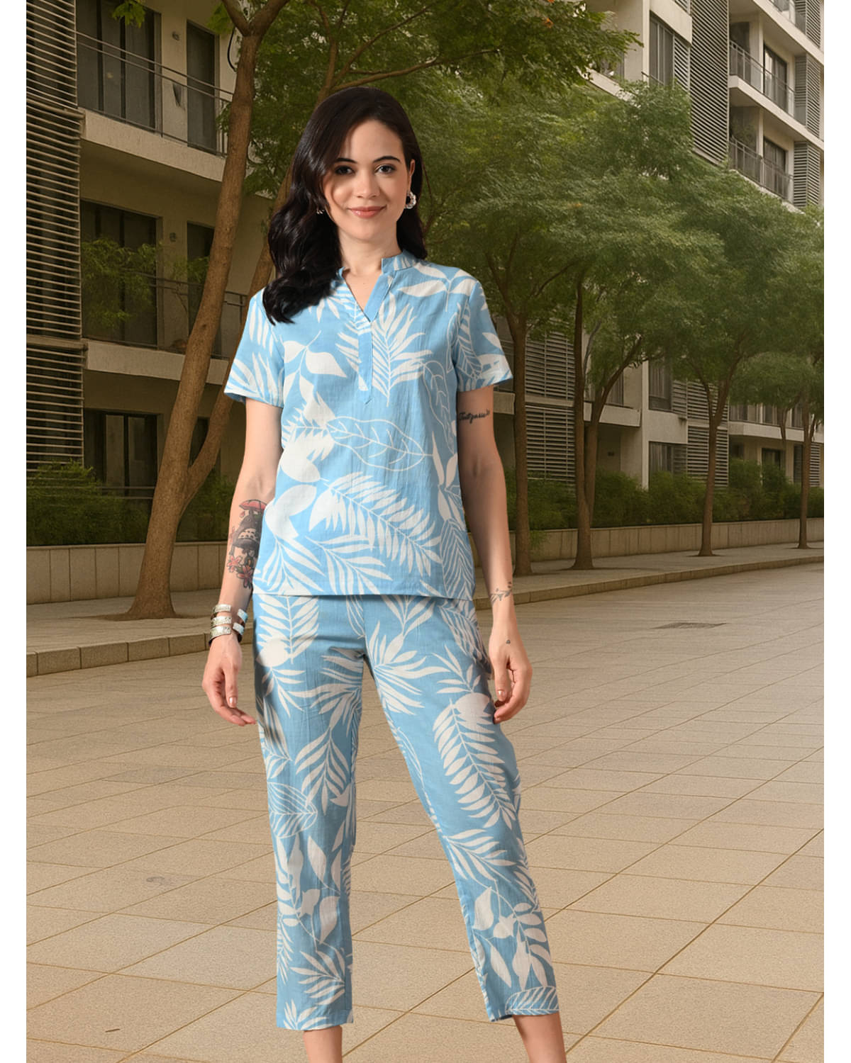     			Unicus Apparel Blue Cotton Women's Nightwear Nightsuit Sets ( Pack of 1 )
