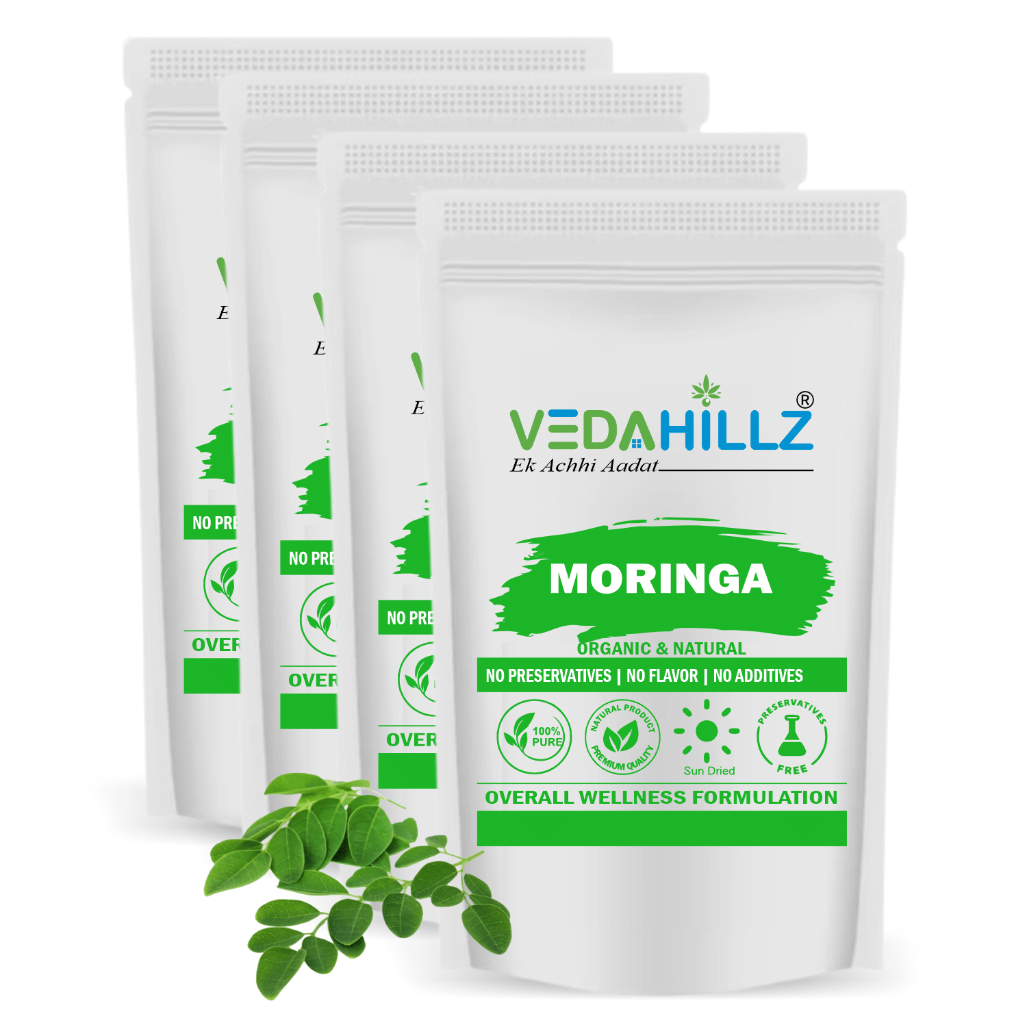     			Vedahillz Moringa Leaf Powder Supports Immunity, Digestion & Skin Health 100gm (Pack of 4)