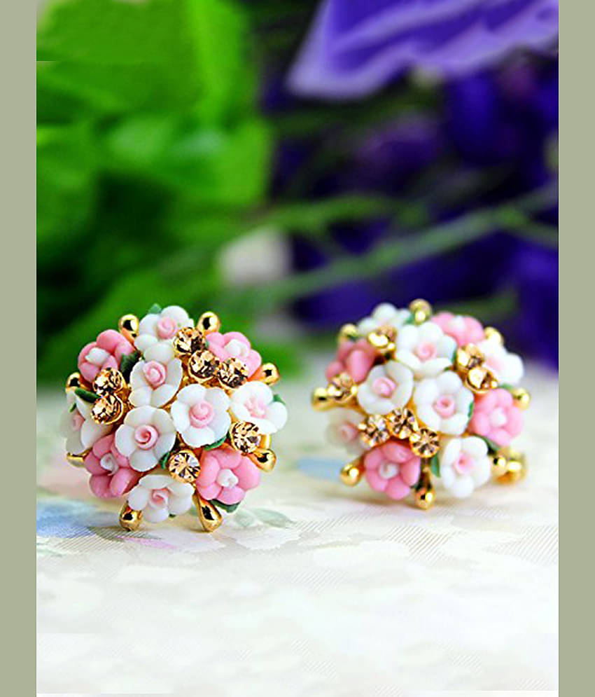 YOUBELLA Multi Color Stud Earrings ( Pack of 1 )