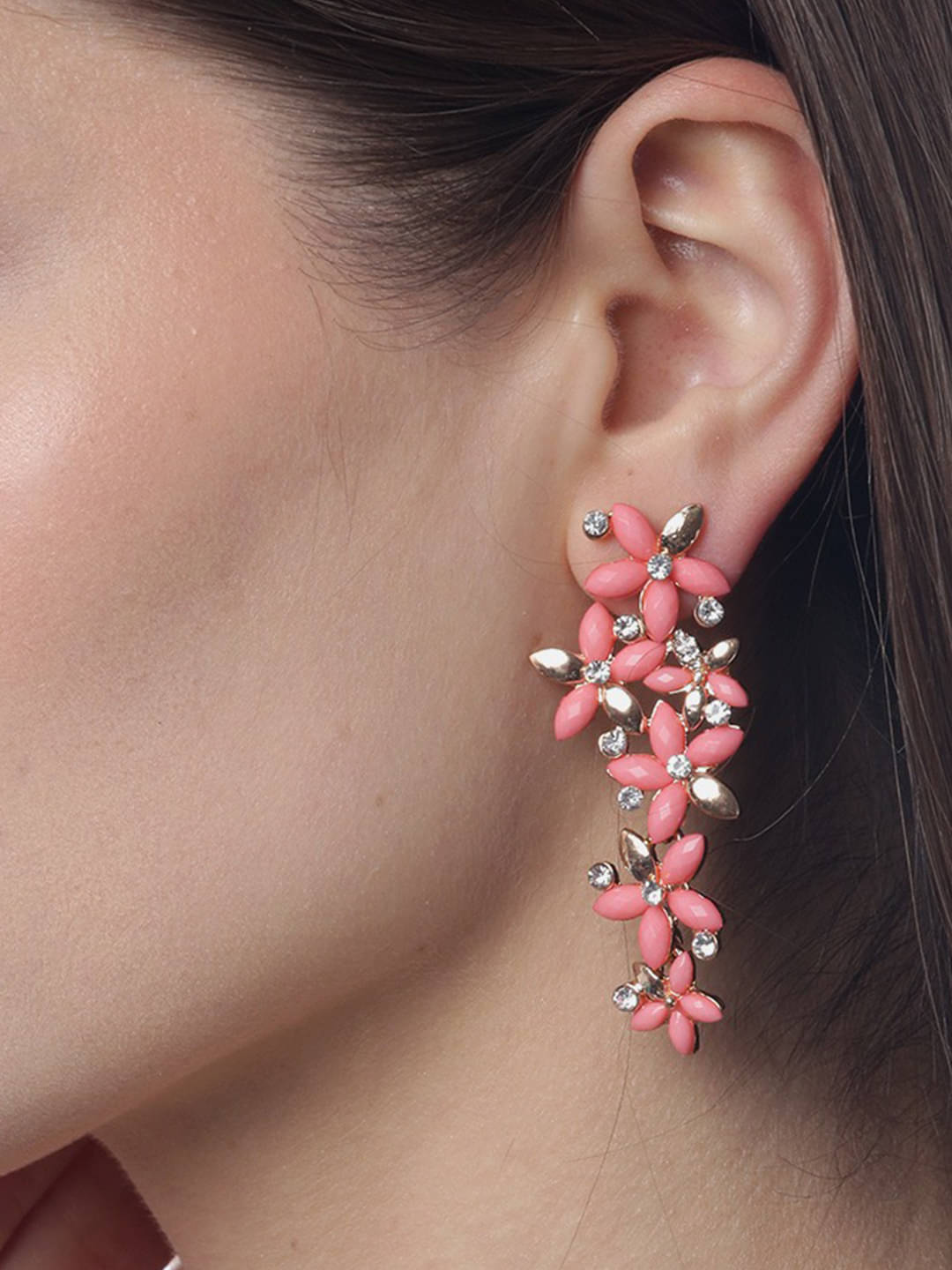     			YOUBELLA Pink Danglers Earrings ( Pack of 1 )