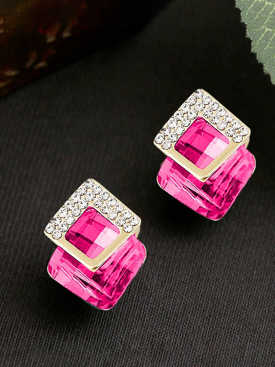     			YOUBELLA Pink Danglers Earrings ( Pack of 1 )