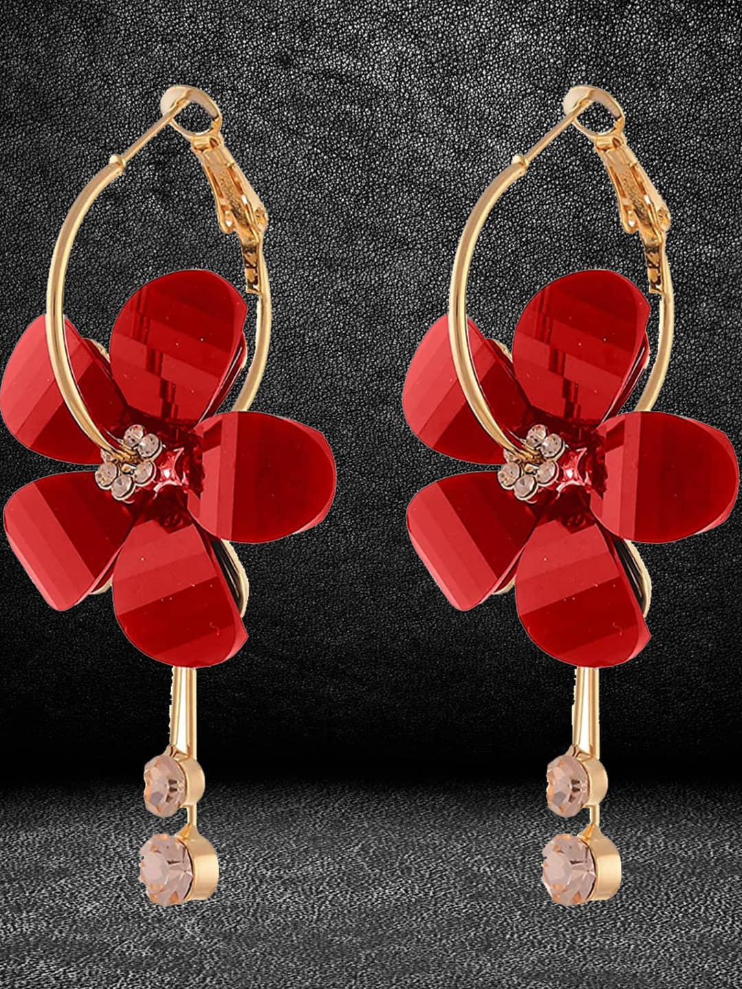 YOUBELLA Red Danglers Earrings ( Pack of 1 ) - Earrings | Buy online on ZillyBuy