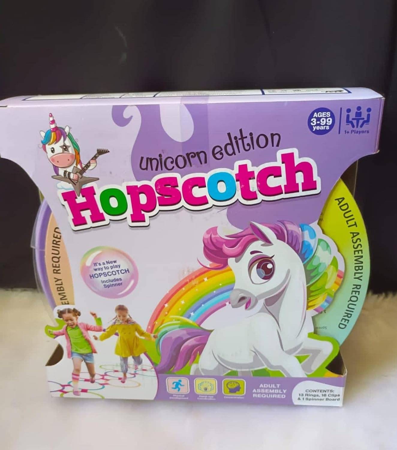     			YUIOP - Hopscotch Unicorn Mat Game For Kids - 13 Rings,16 Clips & 1 Spinner Board Party & Fun Board Game