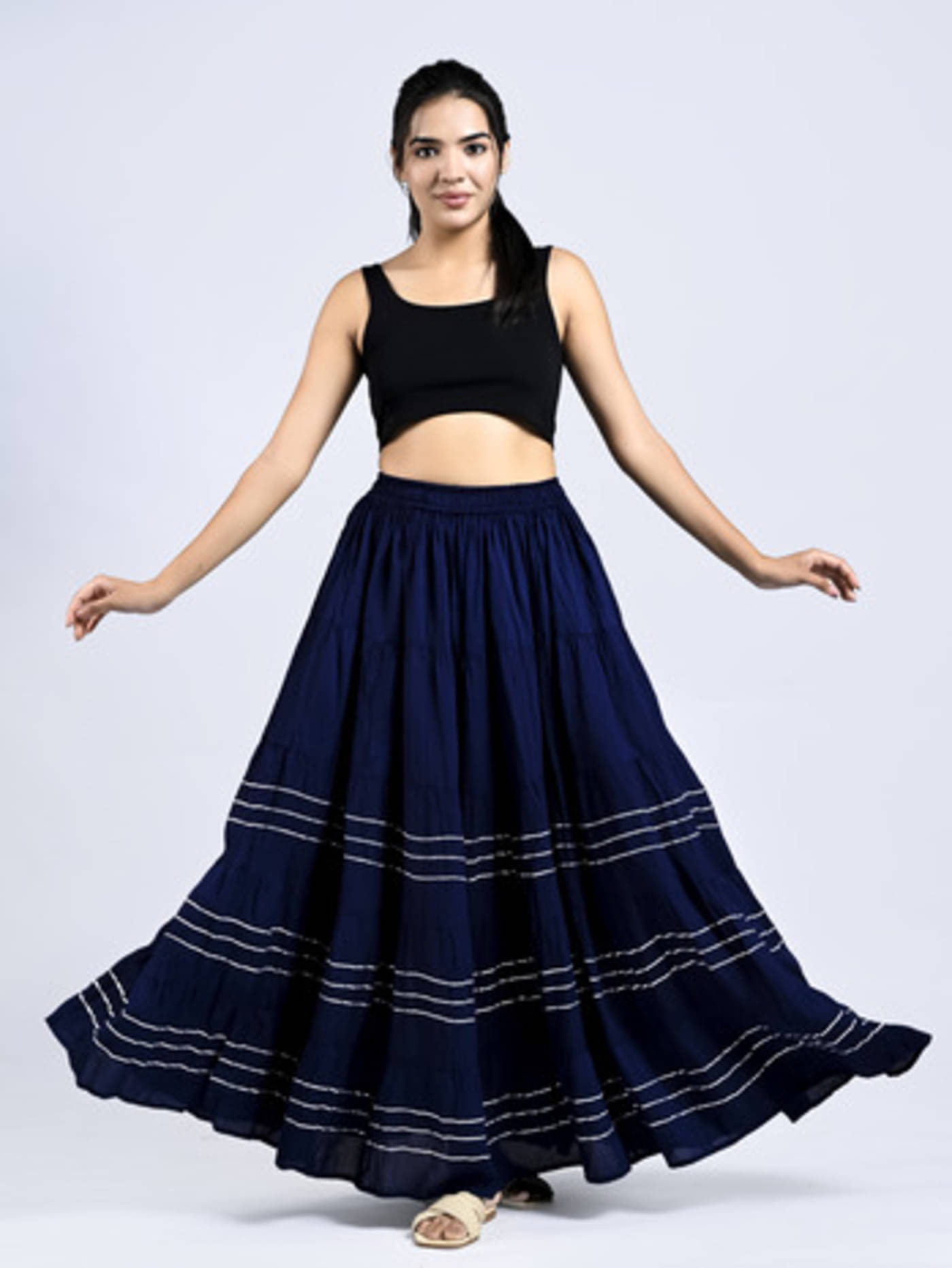     			YXS Navy Blue Rayon Women's A-Line Skirt ( Pack of 1 )