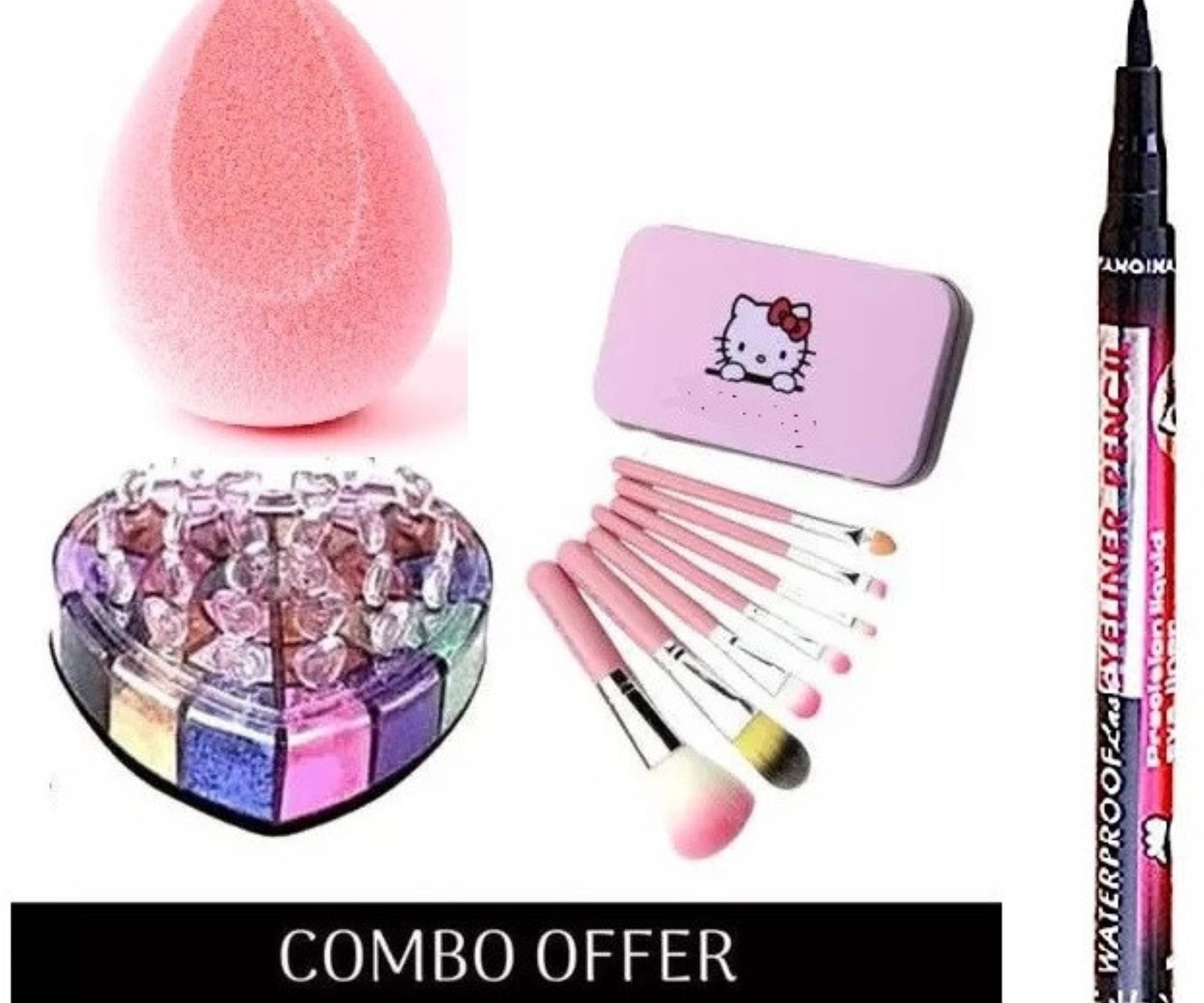     			Yelgo Makeup Kit ( EYESHADOW::MAKEUP BRUSH::EYELINER::PUFF )