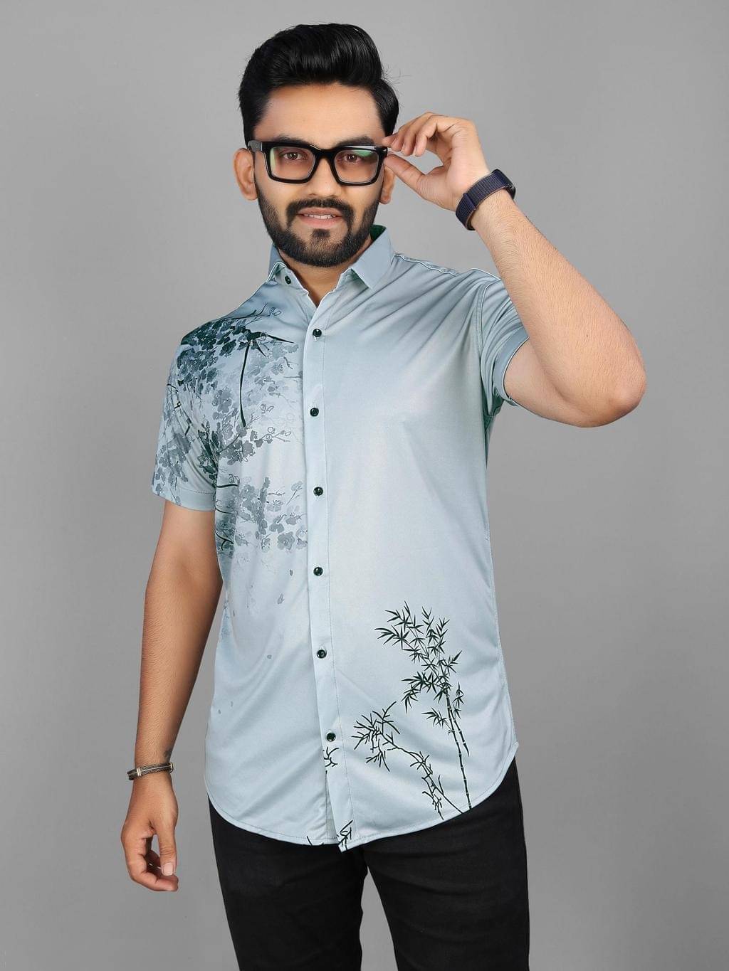     			Zonanza Polyester Regular Fit Printed Half Sleeves Men's Casual Shirt - Grey ( Pack of 1 )