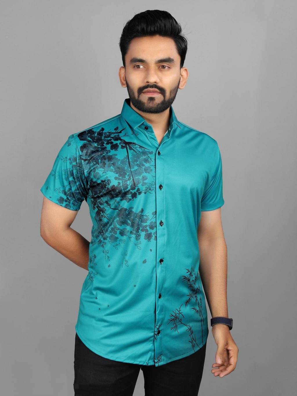 Zonanza Polyester Regular Fit Printed Half Sleeves Men's Casual Shirt - Aqua Blue ( Pack of 1 ) Zonanza Polyester Regular Fit Printed Half Sleeves Men's Casual Shirt - Aqua Blue ( Pack of 1 )