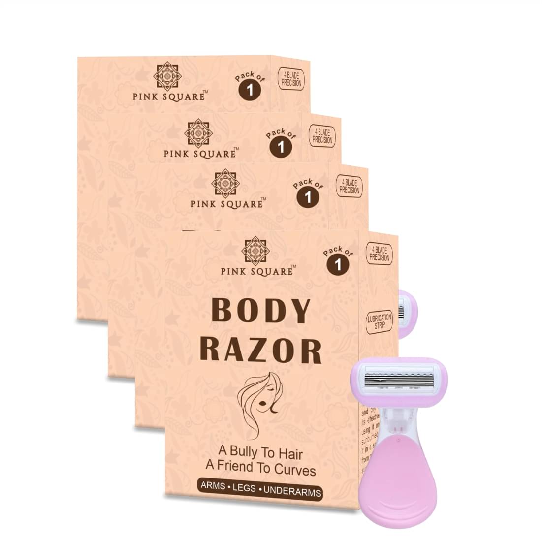     			pink square Disposable Razor ( Pack of 4 )