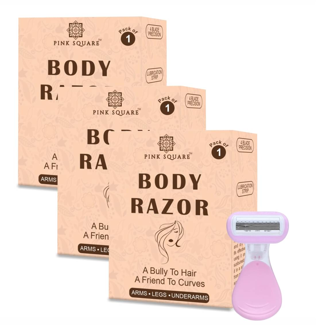     			pink square Disposable Razor ( Pack of 3 )