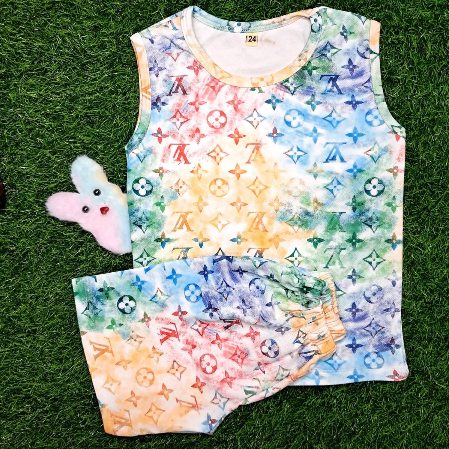     			s muktar garments Pack of 1 Unisex Cotton Blend T-Shirt & Shorts Set ( Multicolor )