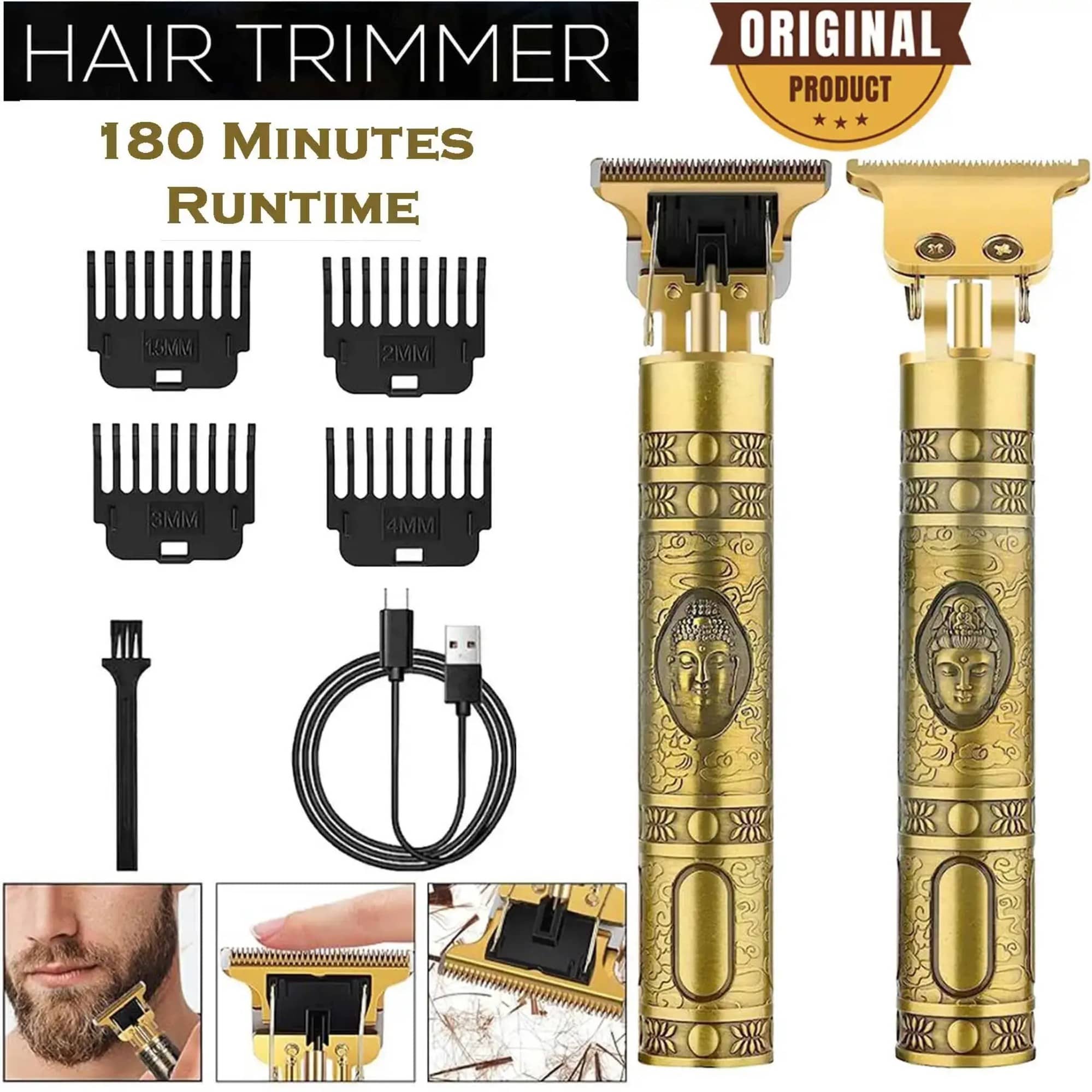 wagari VINTAGE T9 TRIMMER Gold Cordless Beard Trimmer With 240 minutes Runtime