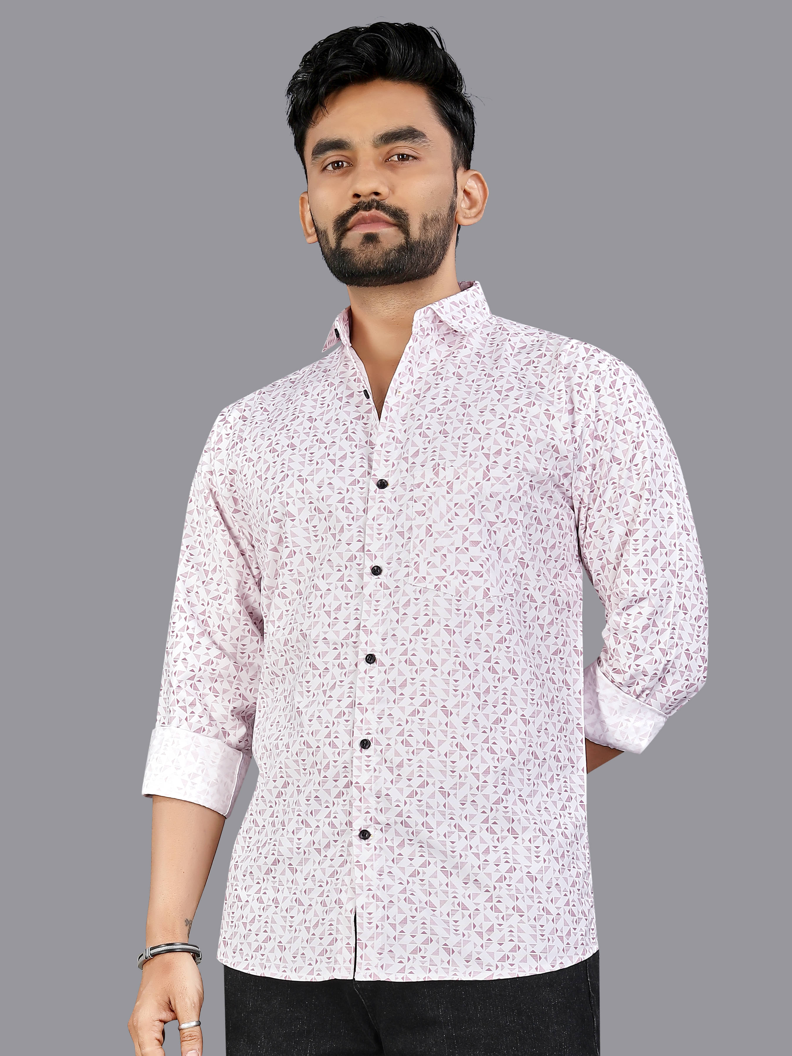     			ADWYN PETER 100% Cotton Regular Fit Printed Full Sleeves Men's Casual Shirt - Pink ( Pack of 1 )