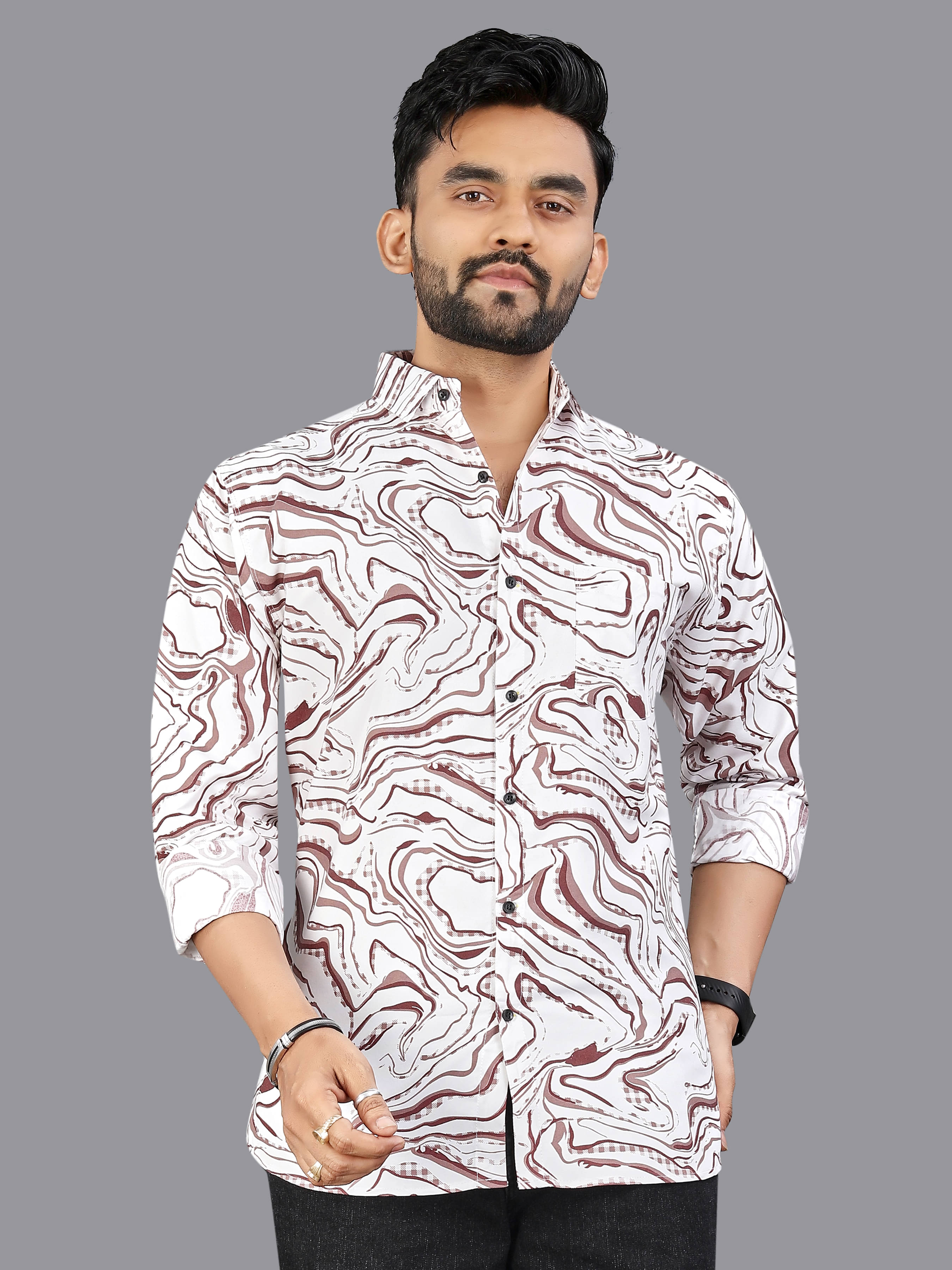     			ADWYN PETER 100% Cotton Regular Fit Printed Full Sleeves Men's Casual Shirt - Brown ( Pack of 1 )