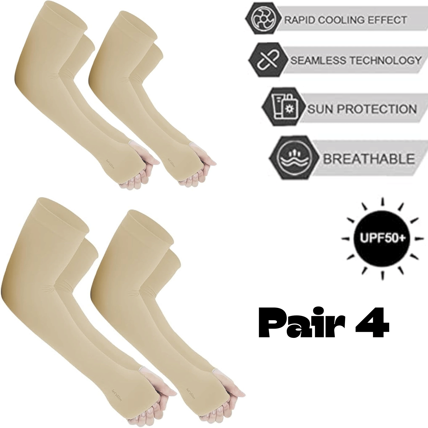     			AKSMIT Beige Solid Riding Sleeves ( Set of 4 )