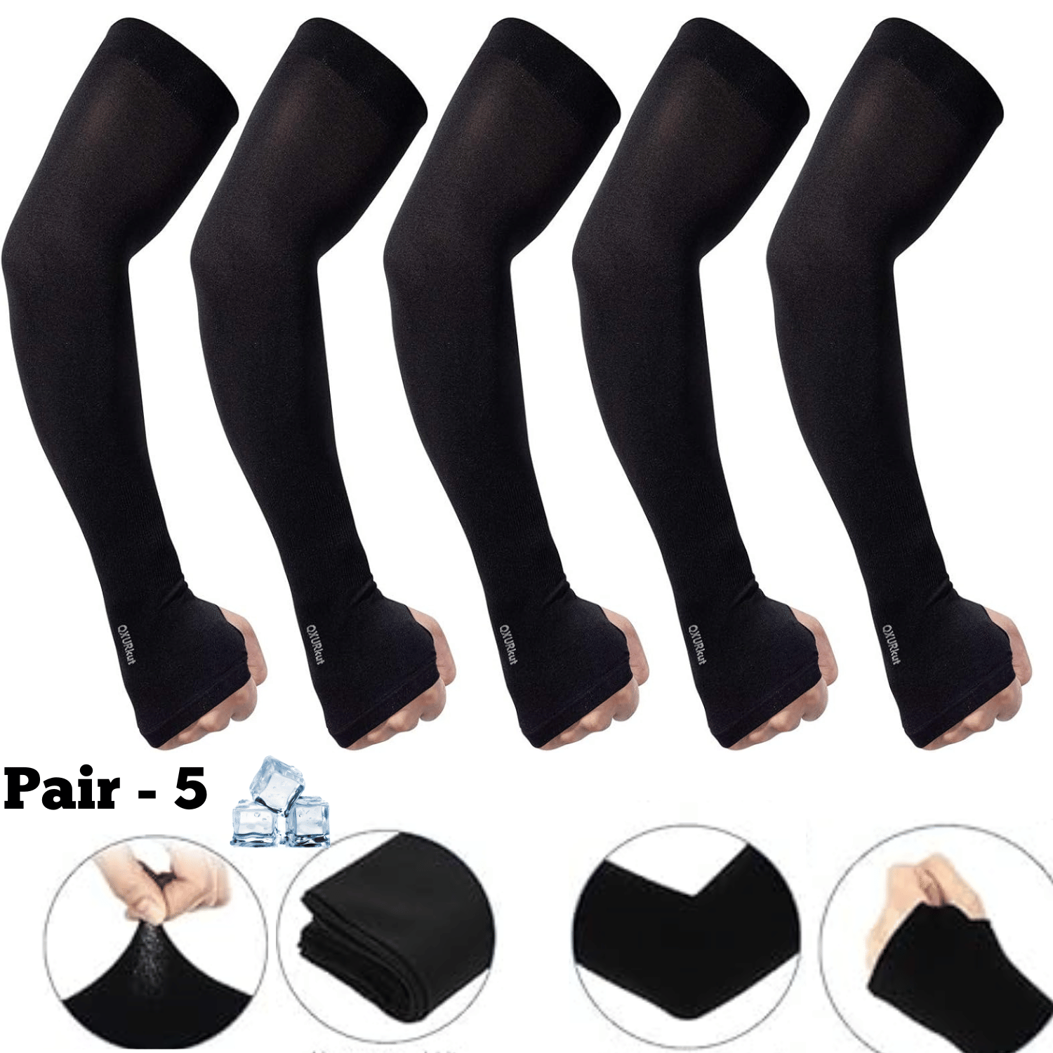     			AKSMIT Black Solid Riding Sleeves ( Set of 5 )