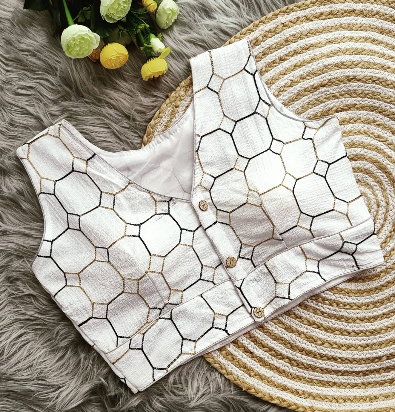 ARZ White Semi Stitched Cotton Women's Blouse ( Pack of 1 ) ARZ White Semi Stitched Cotton Women's Blouse ( Pack of 1 )