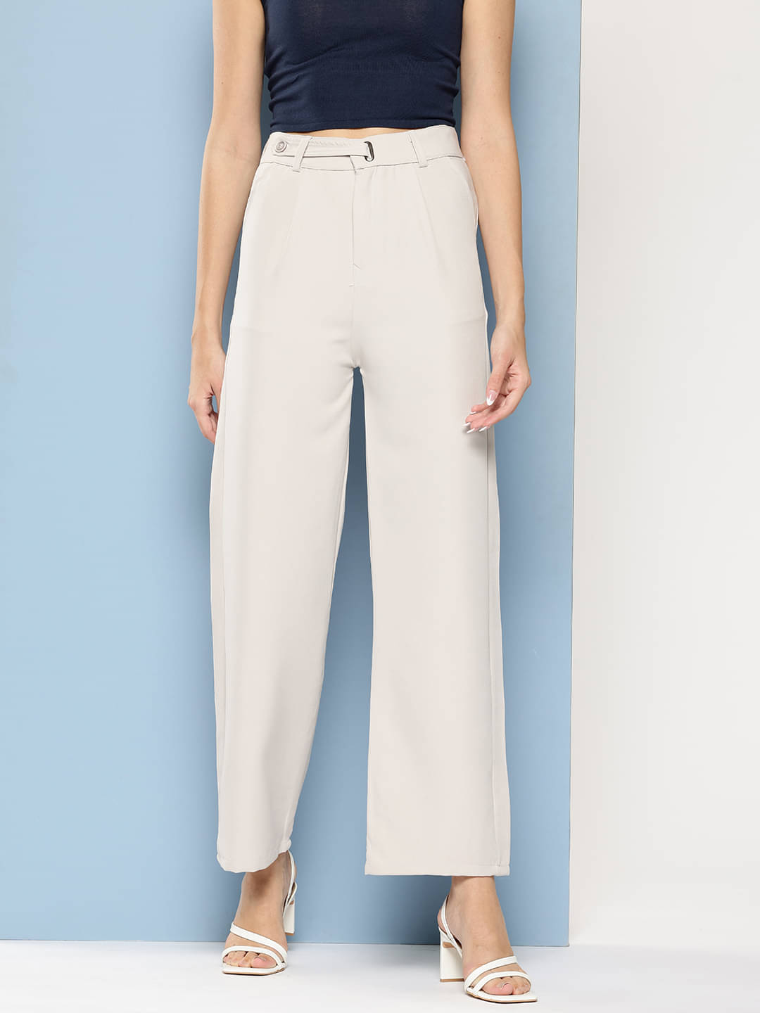     			Aarika Pack of 1 Polyester Straight Women's Casual Pants ( Light Grey )