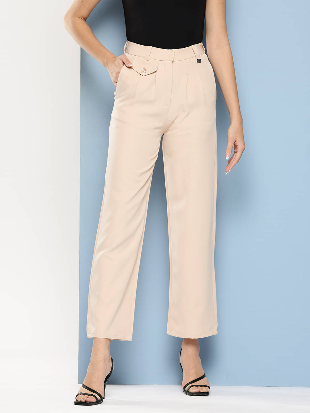     			Aarika Pack of 1 Polyester Straight Women's Casual Pants ( Beige )