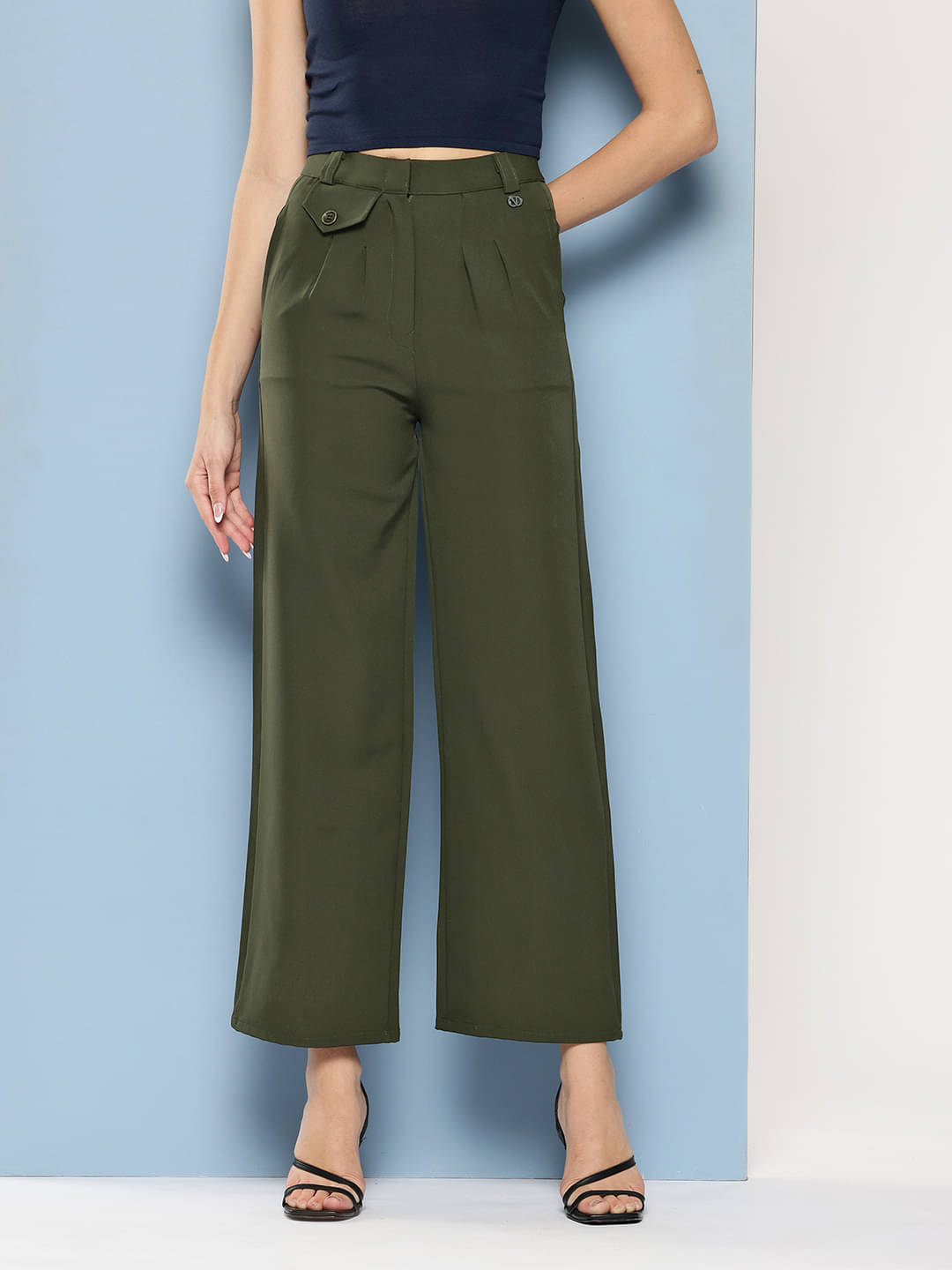     			Aarika Pack of 1 Polyester Straight Women's Casual Pants ( Green )