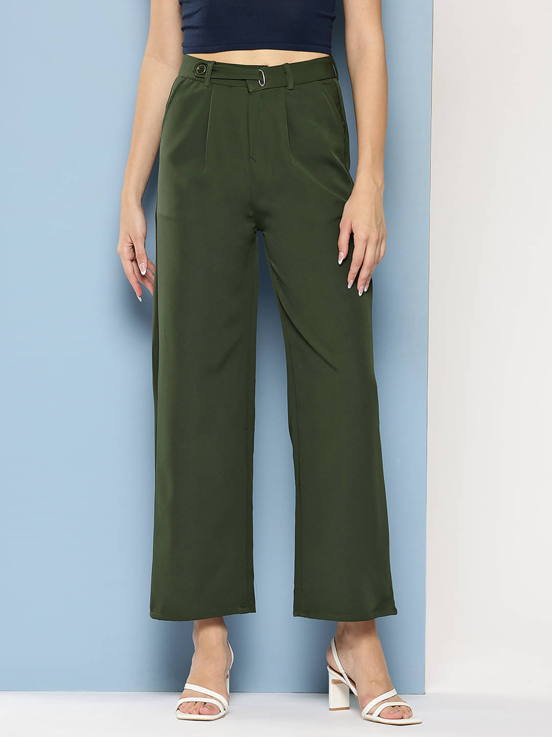     			Aarika Pack of 1 Polyester Straight Women's Casual Pants ( Green )