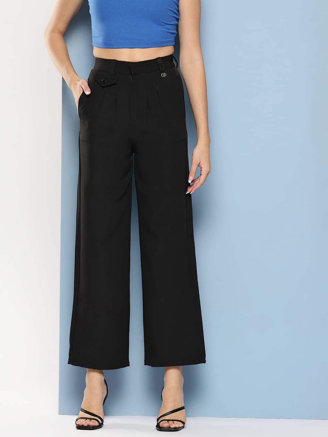     			Aarika Pack of 1 Polyester Straight Women's Casual Pants ( Black )