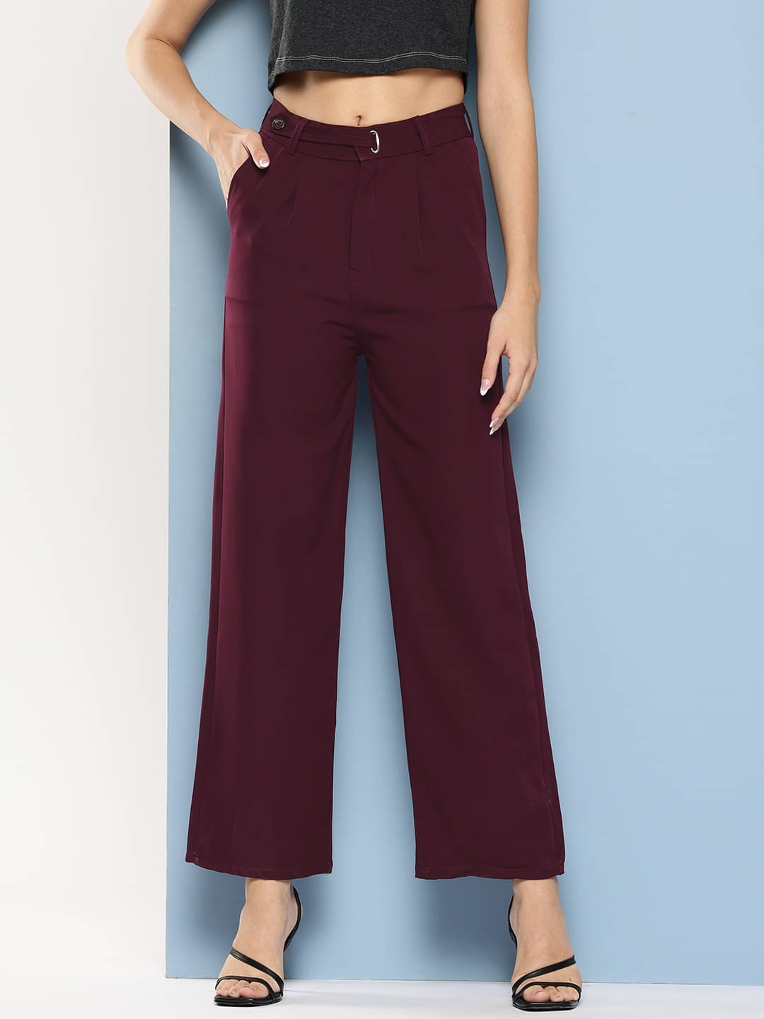     			Aarika Pack of 1 Polyester Straight Women's Casual Pants ( Wine )