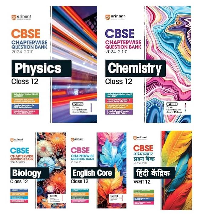 Arihant 2025-26 Exams CBSE Chapterwise-Question Bank Physics, Chemistry, Biology, English Core & Hindi Kendrik for Class 12 (2024 – 2010) | Arihant 2025-26 Exams CBSE Chapterwise-Question Bank Physics, Chemistry, Biology, English Core & Hindi Kendrik for Class 12 (2024 – 2010) |